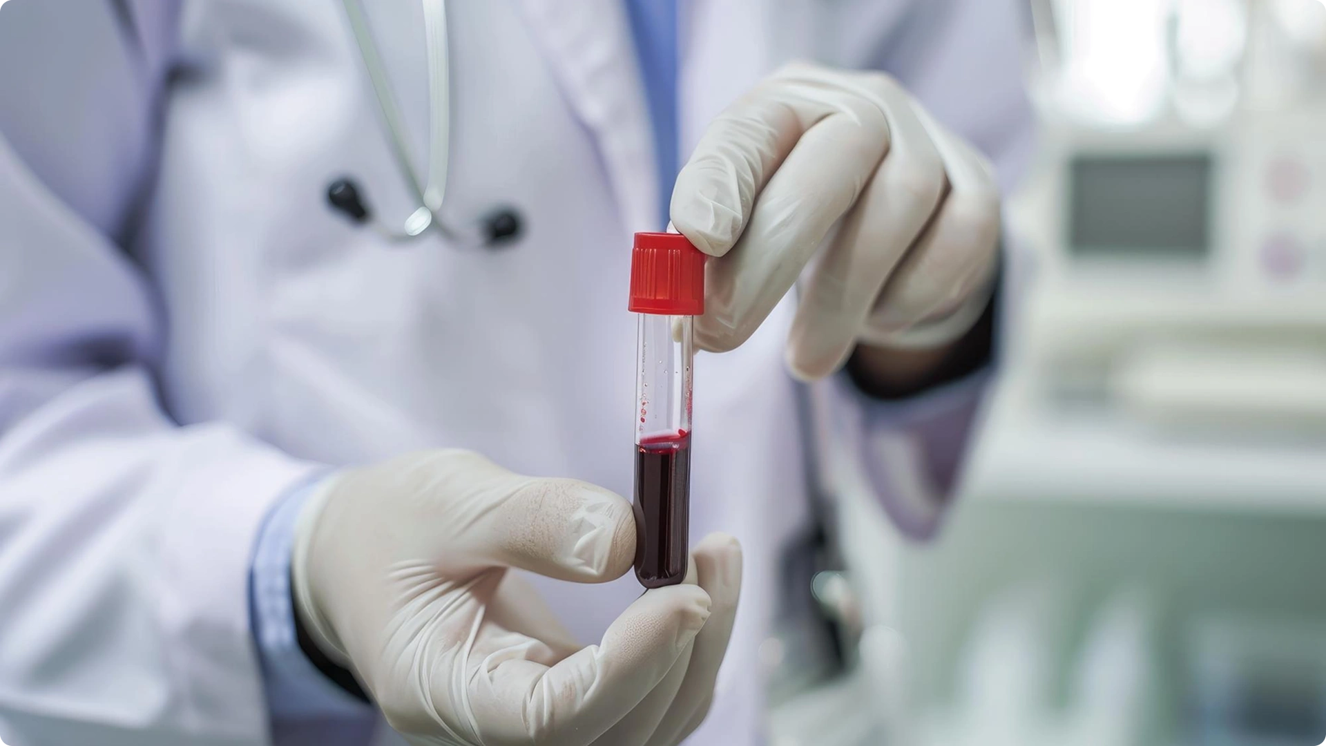 A healthcare professional drawing blood from a patient’s arm using a syringe, with a tourniquet in place