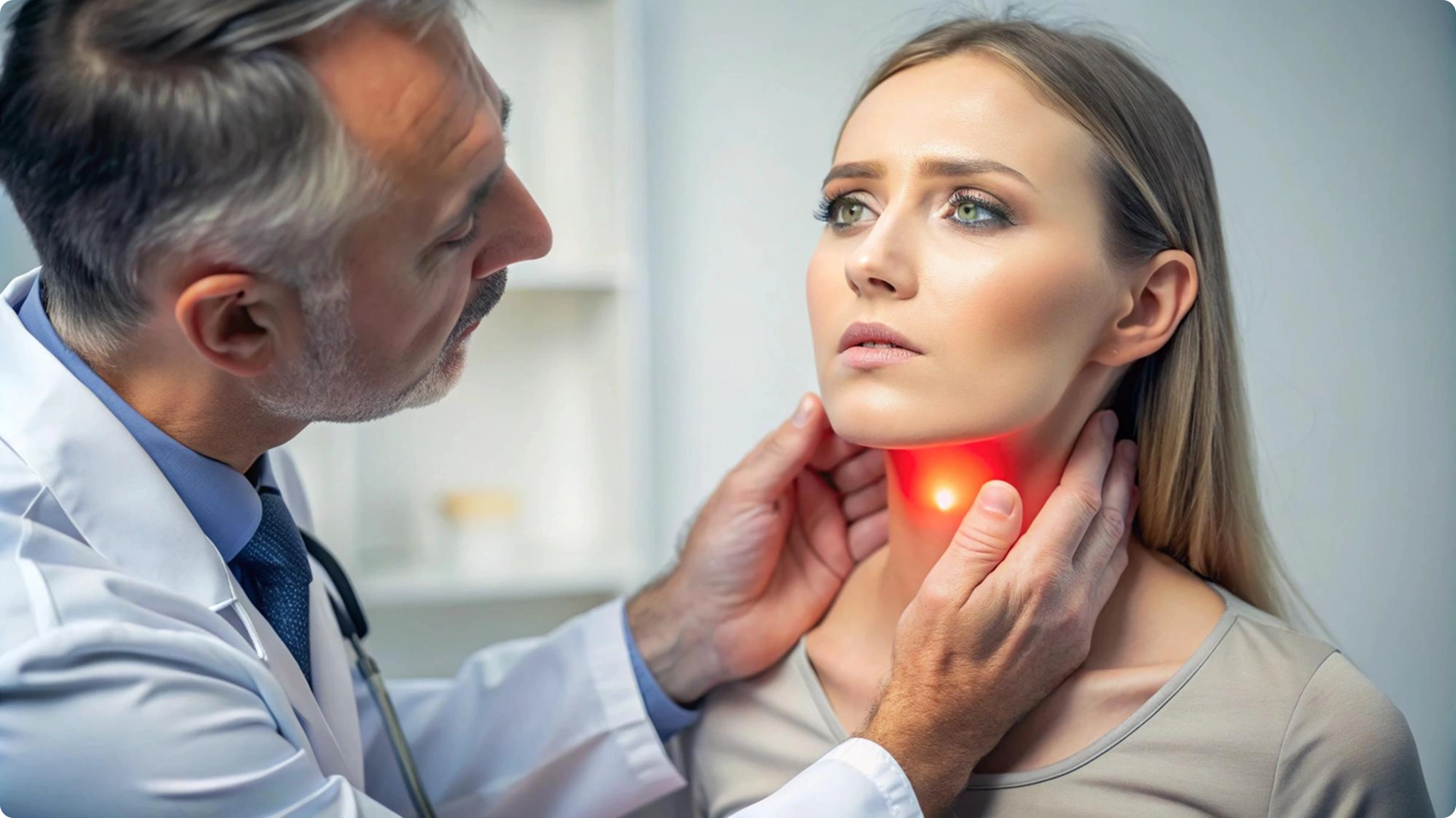 Patient receiving a neck injection while undergoing an ultrasound exam.